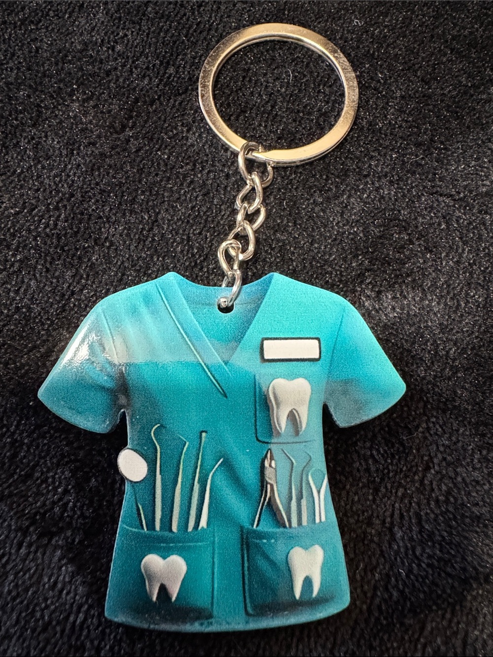 Source Unknown Teal Dental Scrub Keychain Accessory
